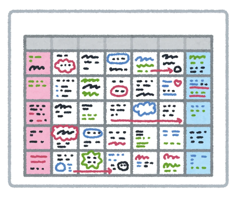予定が書き込まれたカレンダーのイラスト
