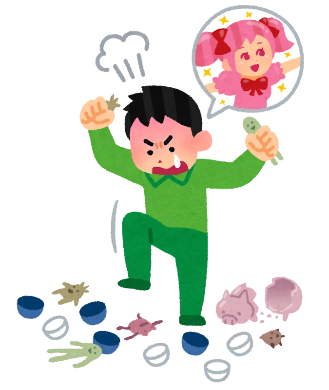 ガチャではずれた人のイラスト